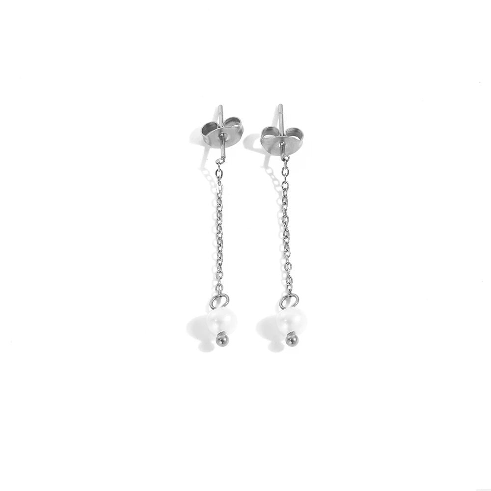 Serene Chain Pearl Drop Earrings