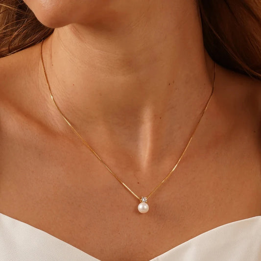 Lena Simulated Pearl Zircon Necklace