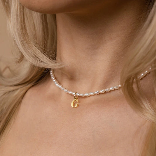 Elara Faux Pearl Letter Necklace