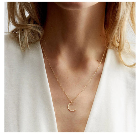 Ayla Hammered Moon Necklace