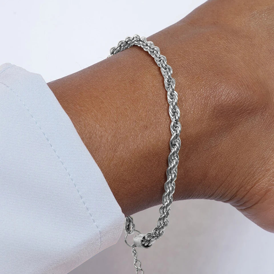 Valentina Silver Rope Chain Bracelet