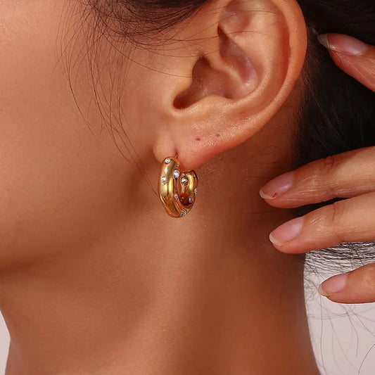 Sparkling Rhinestone Hoop Earring
