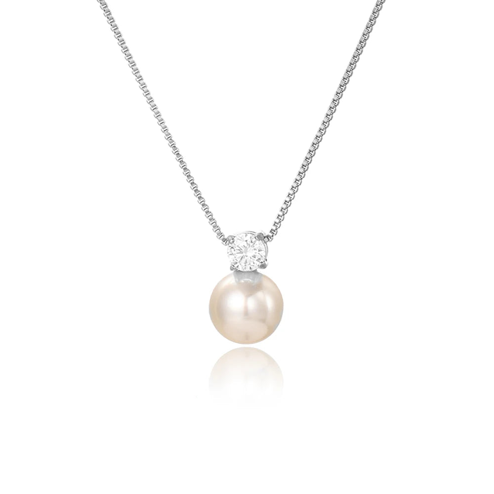 Lena Simulated Pearl Zircon Necklace