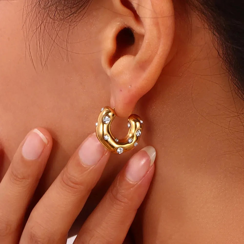 Sparkling Rhinestone Hoop Earring