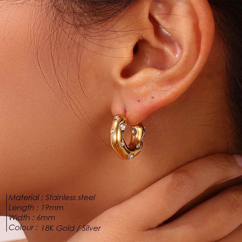 Sparkling Rhinestone Hoop Earring
