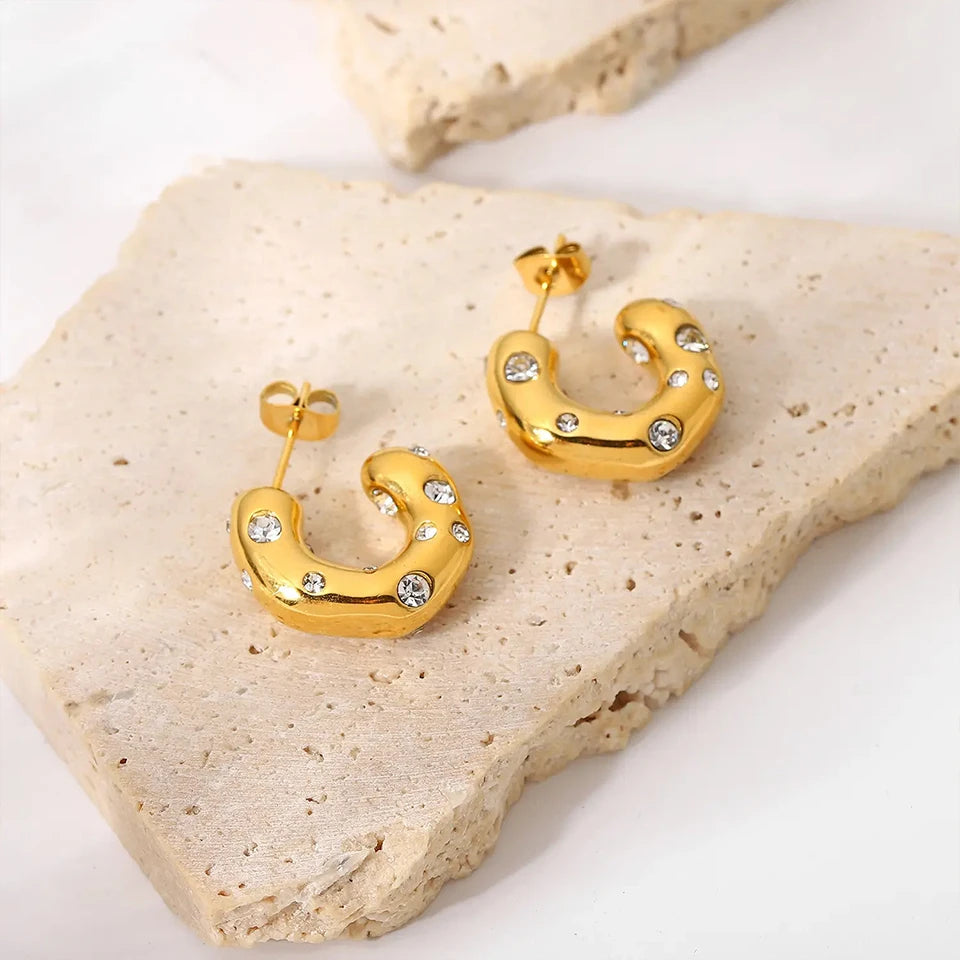 Sparkling Rhinestone Hoop Earring
