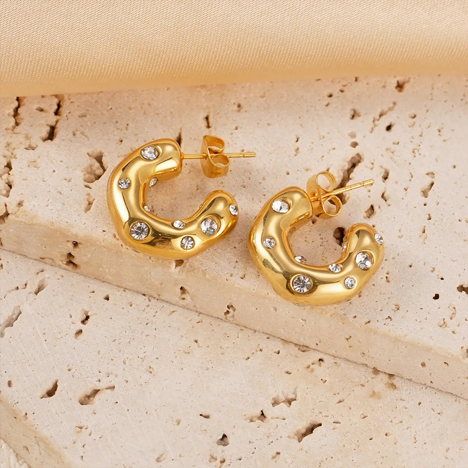 Sparkling Rhinestone Hoop Earring