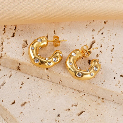 Sparkling Rhinestone Hoop Earring