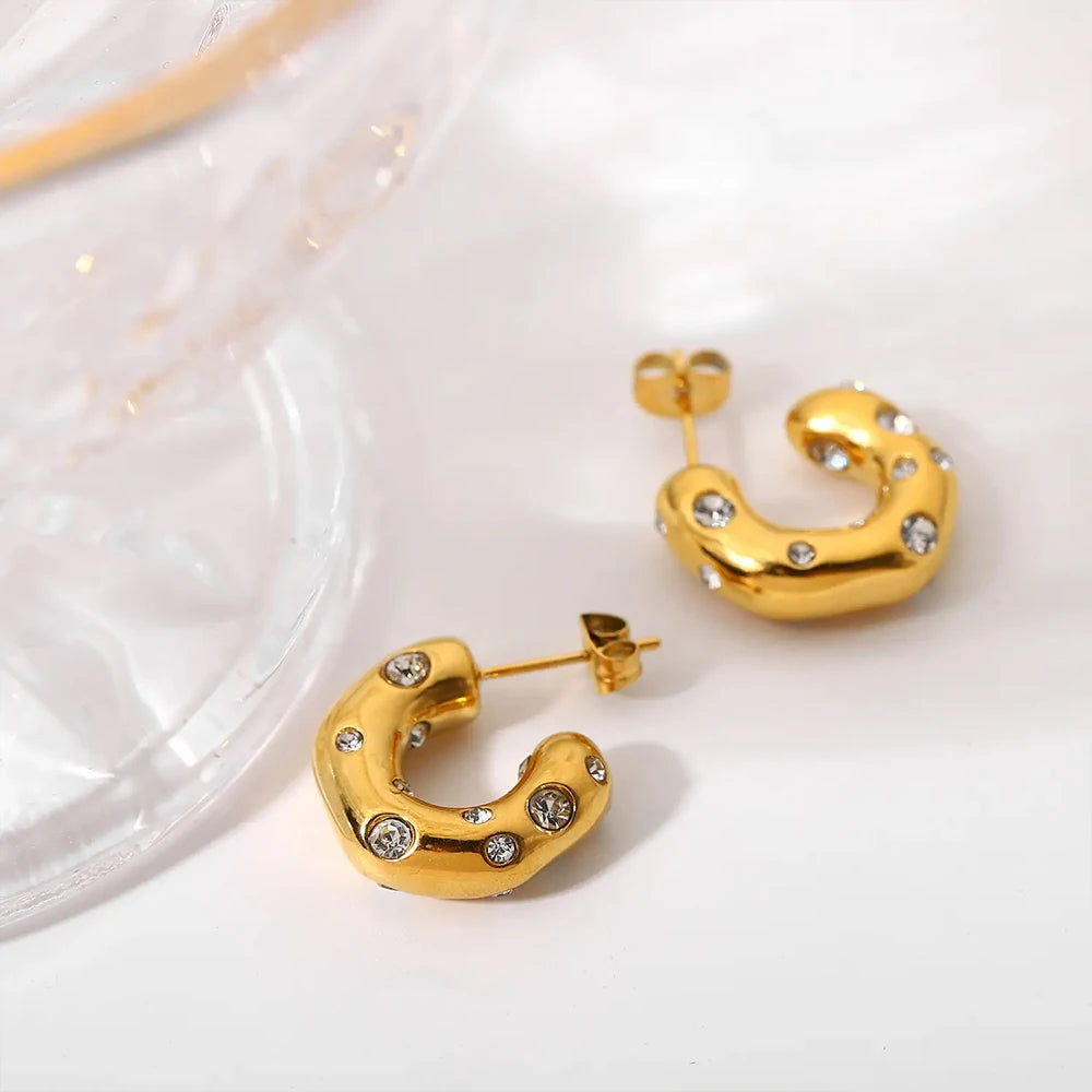 Sparkling Rhinestone Hoop Earring