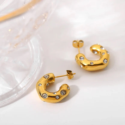 Sparkling Rhinestone Hoop Earring