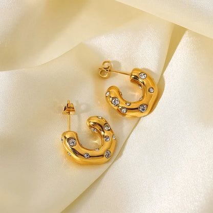 Sparkling Rhinestone Hoop Earring
