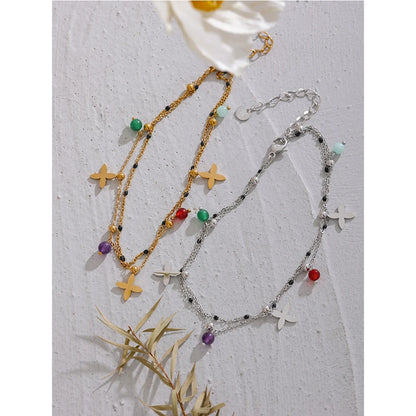 Bead Flower Chain Stainless Steel Beach Anklet