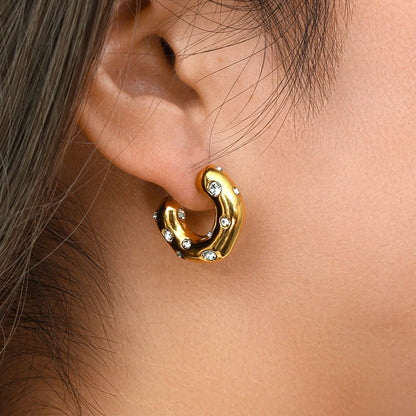Sparkling Rhinestone Hoop Earring