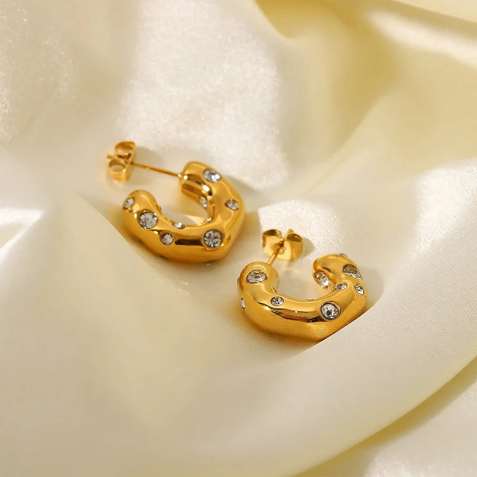 Sparkling Rhinestone Hoop Earring