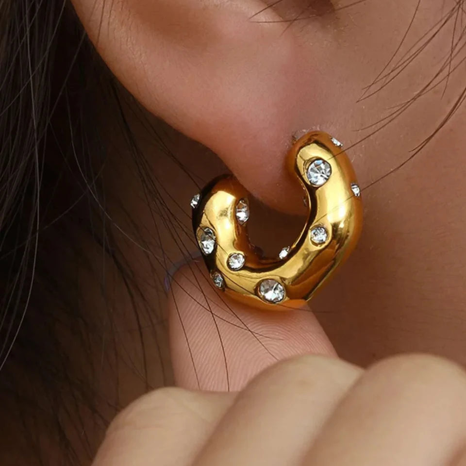 Sparkling Rhinestone Hoop Earring