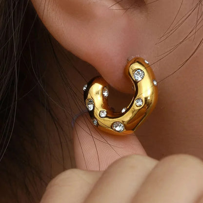 Sparkling Rhinestone Hoop Earring